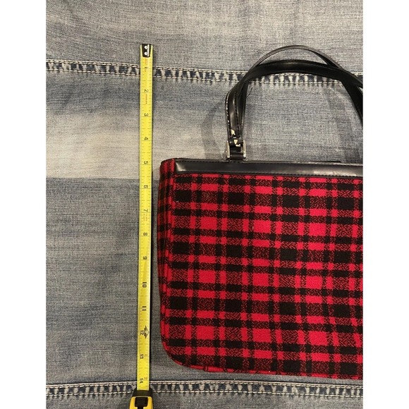 Christmas Purse Handbag Red Plaid Black Bow Medium Tote - Picture 4 of 7